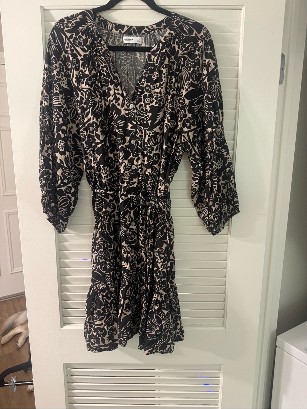 Sonoma Black and Beige Floral Blouse